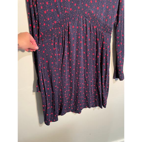 Boden Betty Blue and Red Star‎ Print Tunic Mini Dress Size 12 Long - Picture 4 of 10